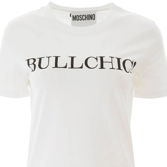 MOSCHINO Bullchic Print T-Shirt Women’s Short Sleeve Size 4 White - Picture 10 of 16